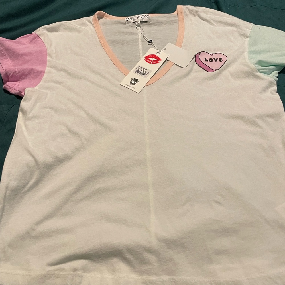 NWT Wildfox Paradise Colorblock tee- size L